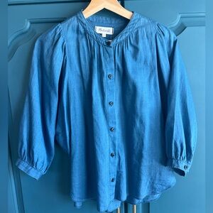 Madewell Indigo Peasant Style Blouse